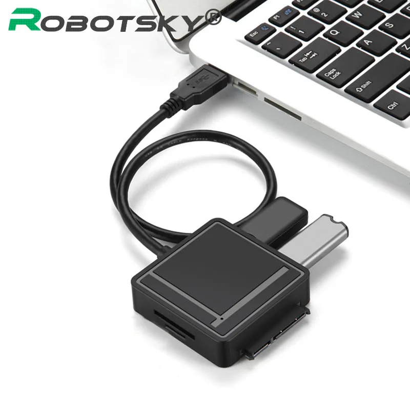 3 в 1 USB3.0 SATA адаптер для 2.5/3.5 HDD жесткий диск TF/SD Card Reader USB 3.0 концентратор 2 Порты конвертер