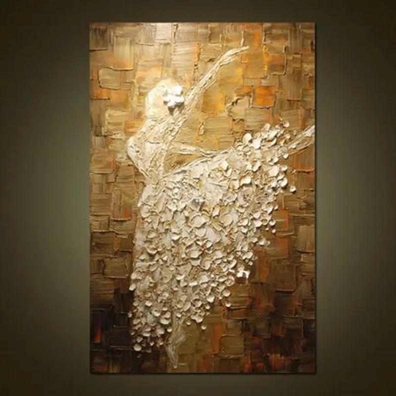 

Handpainted Abstract Figure Oil Paintings on Canvas Modern Home Decor Wall Art Large Knife White Ballet Woman Pictures Painting