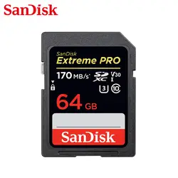 SanDisk Extreme PRO SD Card 64 GB SDXC UHS-II U3 высокое Скорость 170 МБ/с. Class 10 карт памяти для камера; sd-карта