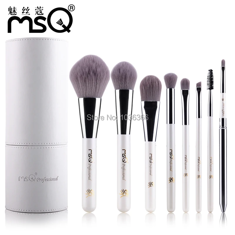 

MSQ 8pcs white makeup brushes set foundation concealer powder kabuki contour concealer stippling blush eye lip cosmetics kit