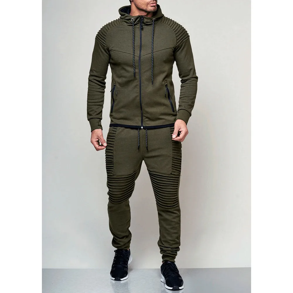 Men Sports Hoodies Tracksuit Clothing Set of Shirt + Pant Jogger