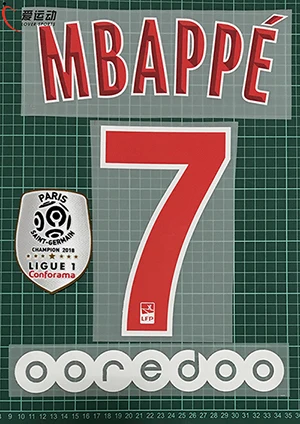 19 ПСЖ дома MBAPPE#7 наименование комплект+ Лига 1 Чемпион патч+ OOREDOO Париж MBAPPE#7 nameset - Цвет: Full set