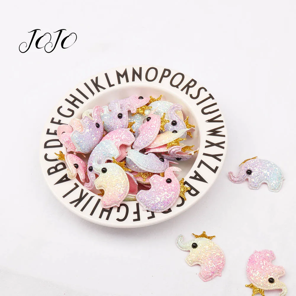 

JOJO BOWS 5pcs Light Rainbow Onionn Glitter Embossed Belt Patches Crown Dolphin Elephant For Apparel Sewing DIY Headwear Crafts