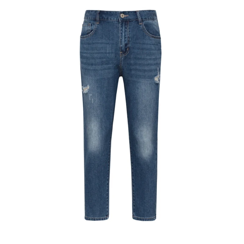Denim medium blue SEMIR летние джинсы мужские хлопок светильник цветные брюки прилива Корейская версия тренд Небольшой конус девять брюки - Цвет: Denim medium blue