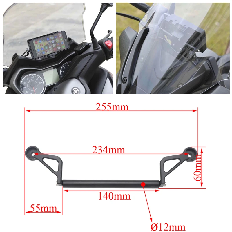 

BLACK mobile GPS navigation station frame plate bracket for yamaha XMAX300 XMAX 300 X-MAX 300