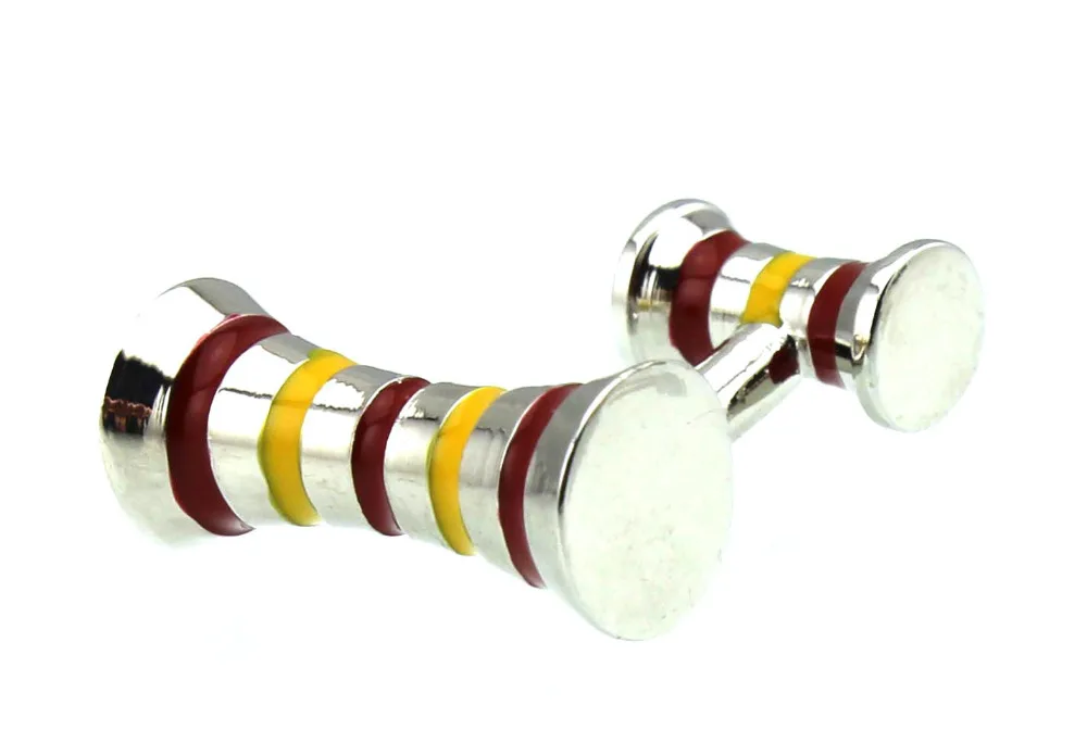 Sunnylink Men's Cuff Links Waist Drum Red Yellow Silver Cufflinks For