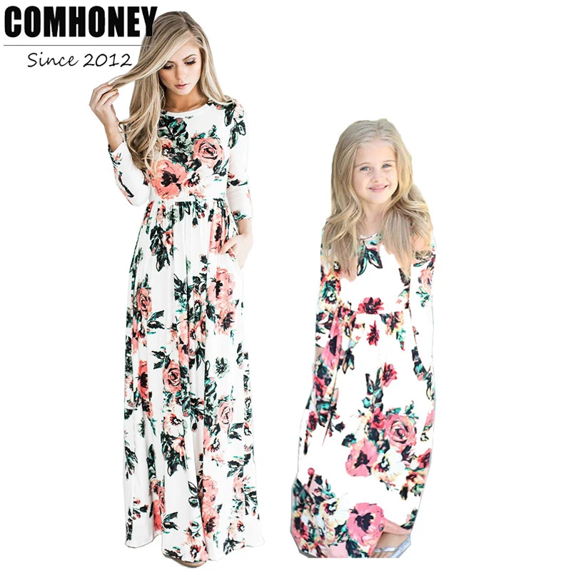 Mummy-and-Daughter-Dresses-Bohemian-Princess-Dress-Family-Matching ...