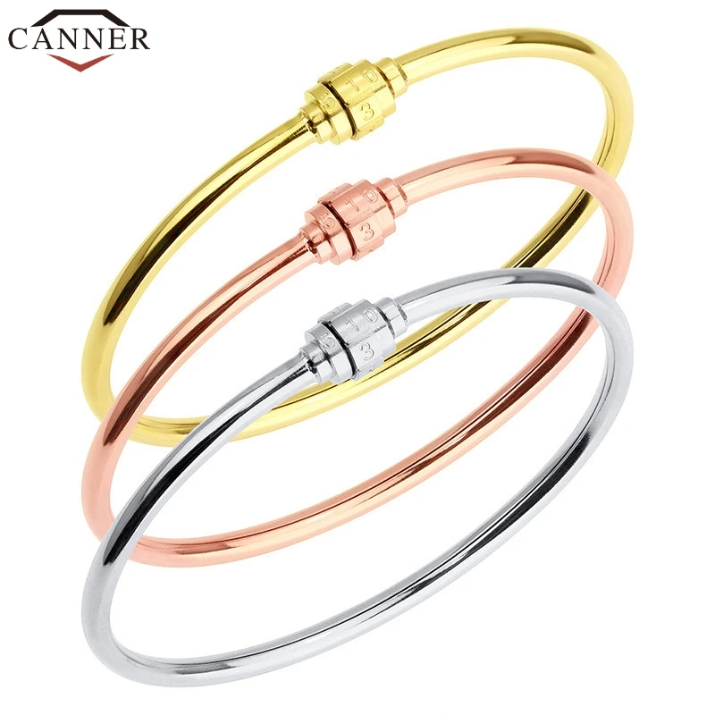 CANNER Stainless Steel Bracelet Bangle for Women 520 Password Arm Bracelet Gold/Silver Bangle acero inoxidable joyeria mujer FI