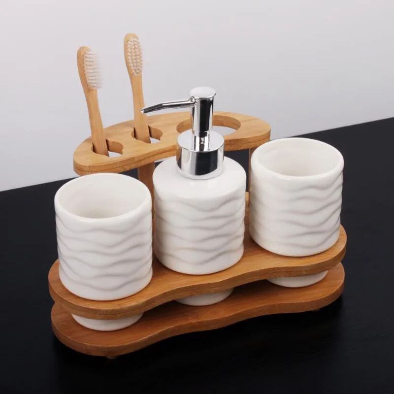 Цзиндэчжэнь керамические аксессуары для ванной комнаты бамбуковый держатель для зубных щеток украшение дома 3 шт./лот 0 4 шт./лот