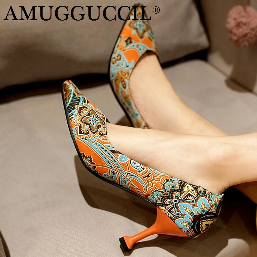 

2019 New Plus Big Size 32-48 Blue Orange Fashion Sexy High Heel Party Wedding Spring Female Ladies Shoes Women Pumps D1236