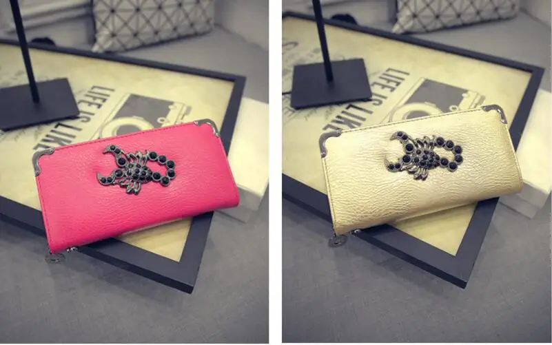 

Scorpion Decorate Women Leather Wallets Luxury Female Purse Women's Clutch wallet & Credit bag & Cellphone Bag for Women