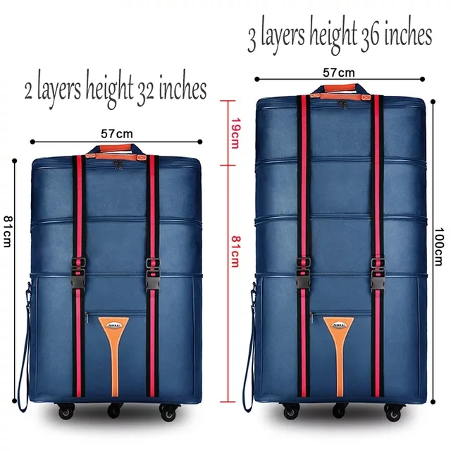 32 36 inch Large capacity Oxford cloth rolling luggage bag abroad to