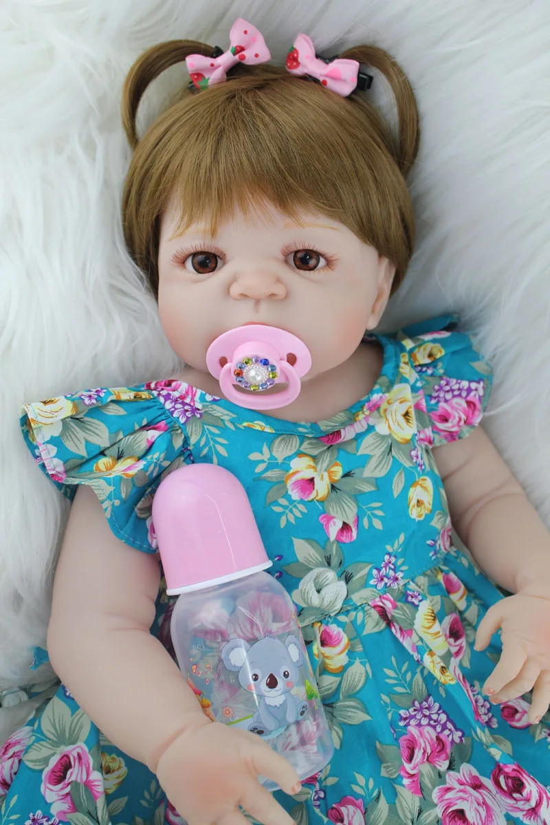 55 см полностью силиконовая кукла Reborn Girl Baby Doll игрушки Реалистичные 22 дюйма новорожденная принцесса малыш кукла подарок на день рождения