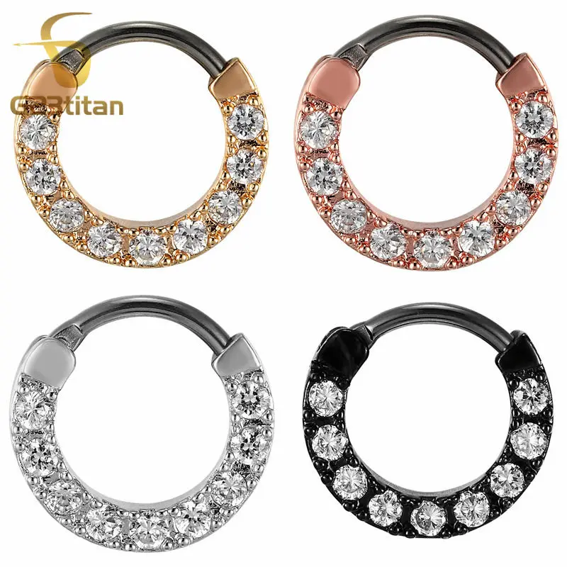 Buy Crystal Septum Clicker 16G 8mm G23 Titanium Pole TOP Quality Nose Piercing