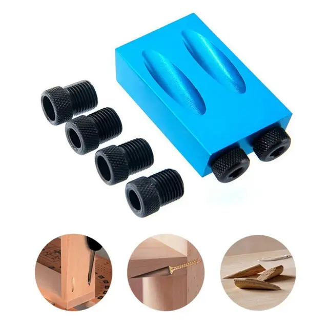 Pocket Hole Jig 15° Angle 6//8//10mm Adapter Drill Guide Woodworking Adapter BU