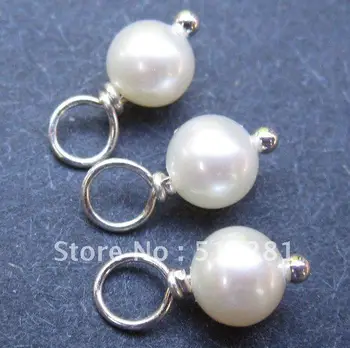 

Free ship!200pcs Natural Freshwater pearl AAA+++ 7-8mm White Color Pearl Charms Pendant For DIY Jewelry