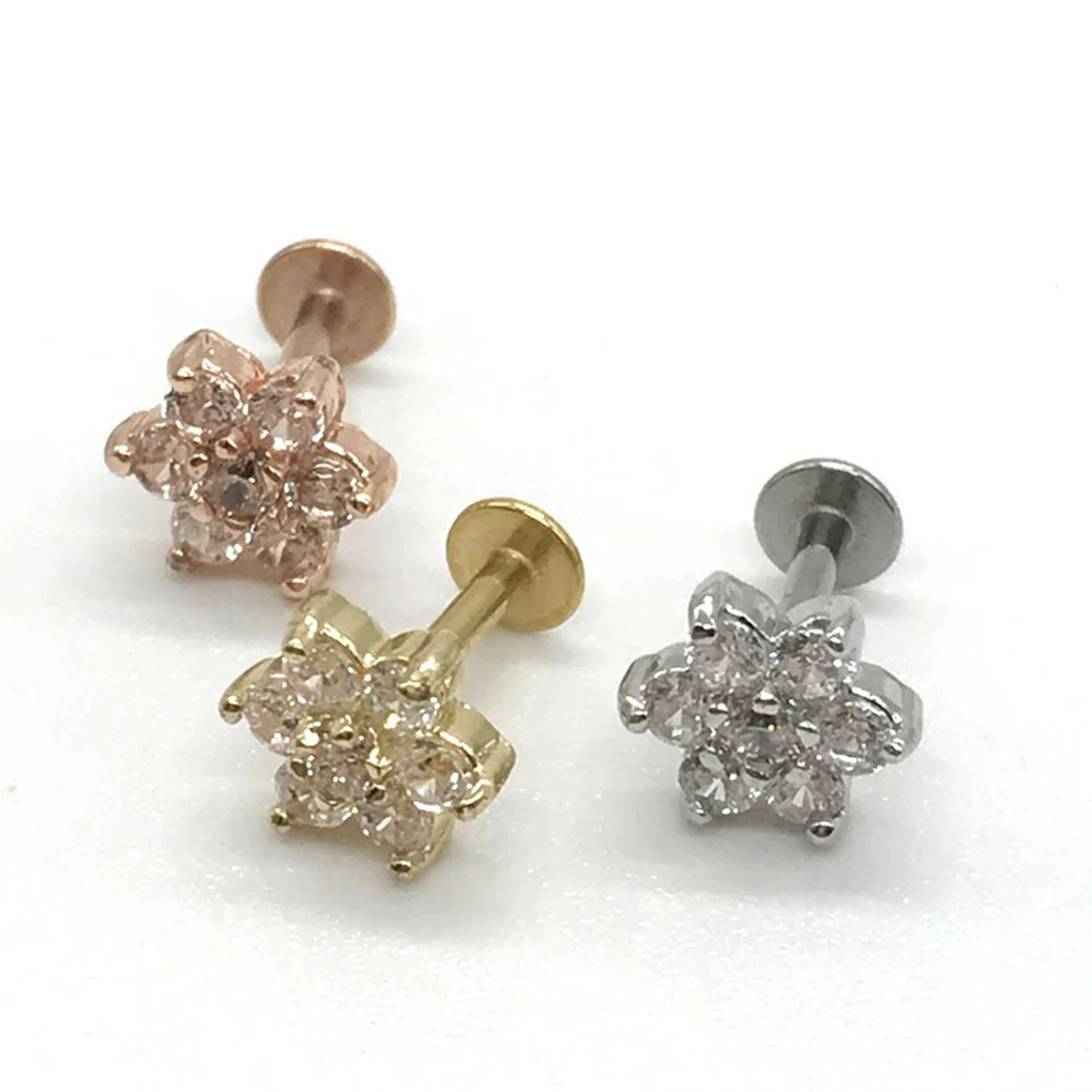 

Flower Shape Piercing Stud Earrings Lip Chin Tragus Piercing Ear Piercings Body Jewelry For Party