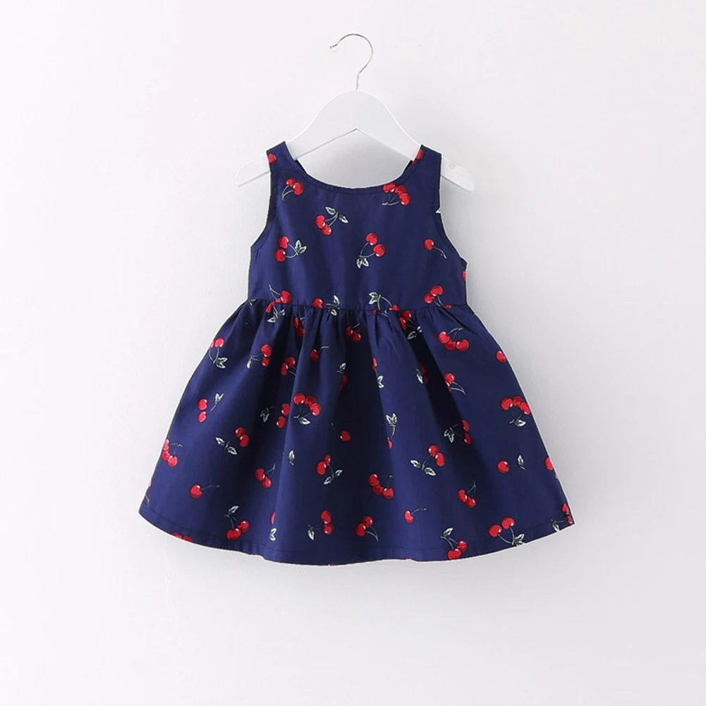 

2-7y Girls Clothing Summer Girl Dress Children Kids Berry Dress Back V Dress Girls Cotton Kids Vest dress Children Clothes