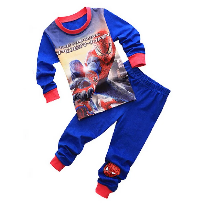 Белье для детей от 2 до 7 лет, Детская Хлопковая пижама с человеком-пауком, одежда для сна, Пижамный комплект для маленьких детей, комплект одежды для маленьких мальчиков с человеком-пауком