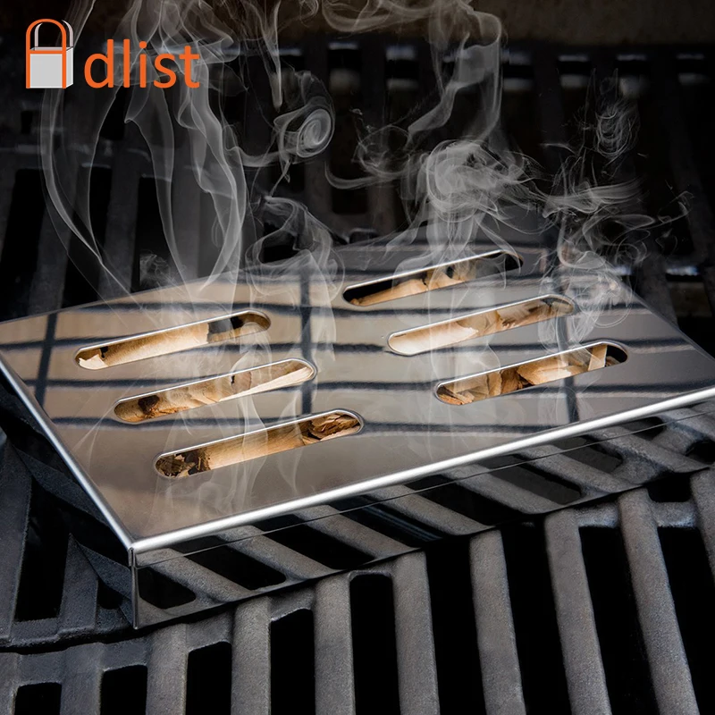 

Cold Smoke Generator Stainless Steel BBQ Grill Square Smokers Wood Chips Grill Smoking Box Cook For Bacon Meat Fish Camping Tool