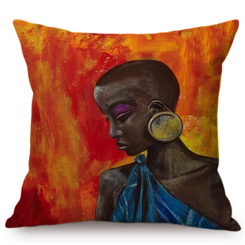 

Africa Traditional Culture Art Home Decoration Cushion Cover Colourful African Woman Abstract Pattern Car Sofa Throw Pillow Case