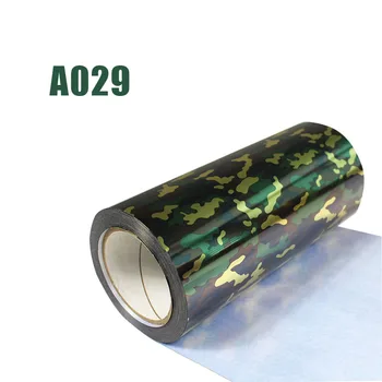 

Free shipping 1 sheet 25cmx100cm hologram Heat Transfer Vinyl Camouflage Iron on Film HTV T-shirt