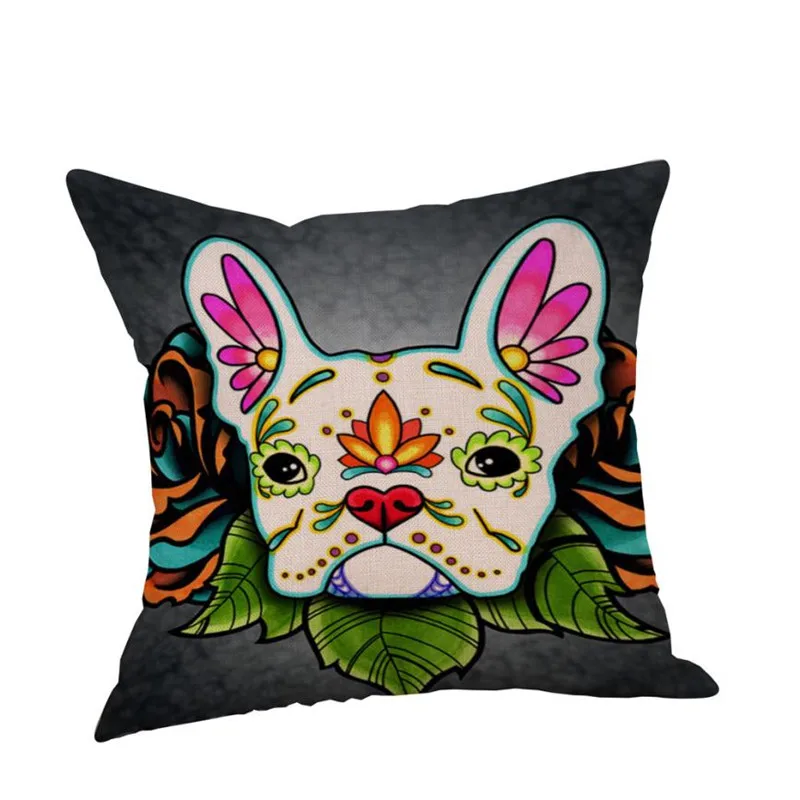 Dog Cotton Linen Cushion Cover Sofa Throw Pillow Case Home Decor04