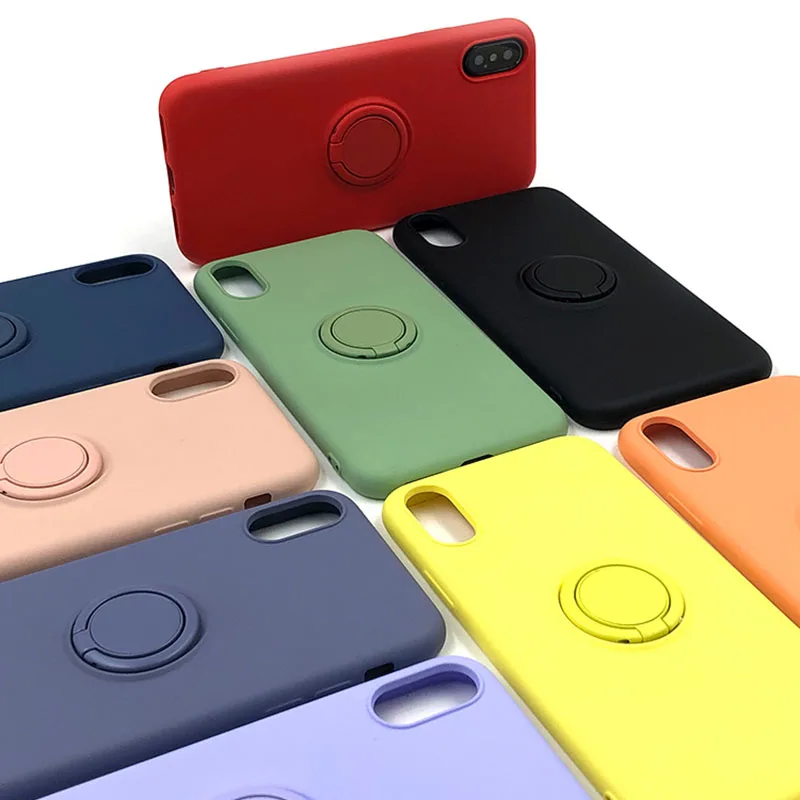 

Silicone soft Phone Case For iphone 7 XS MAX XR X Cases Candy Original For Apple iPhone 6 8 6s Plus Cover Case With Finger Ring