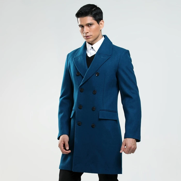 AIMENWANT, на заказ, Мужская Британская мода, S-6XL шерстяное пальто, русский человек, двубортный, Голубое озеро, Тренч,, ткань - Цвет: lake blue
