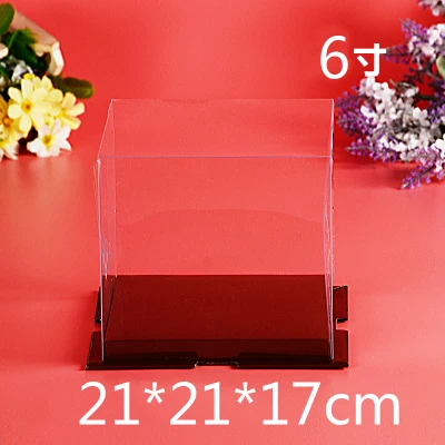 10 шт. прозрачная пластиковая коробка для выпечки 6 дюймов 21*21*17 см
