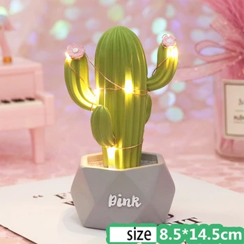 

Nordic Style Cactus Desktop Ornament Table Lamp Resin Figurines Baby Unicorn Moon Night Light For Children Gift Bedroom Decorati