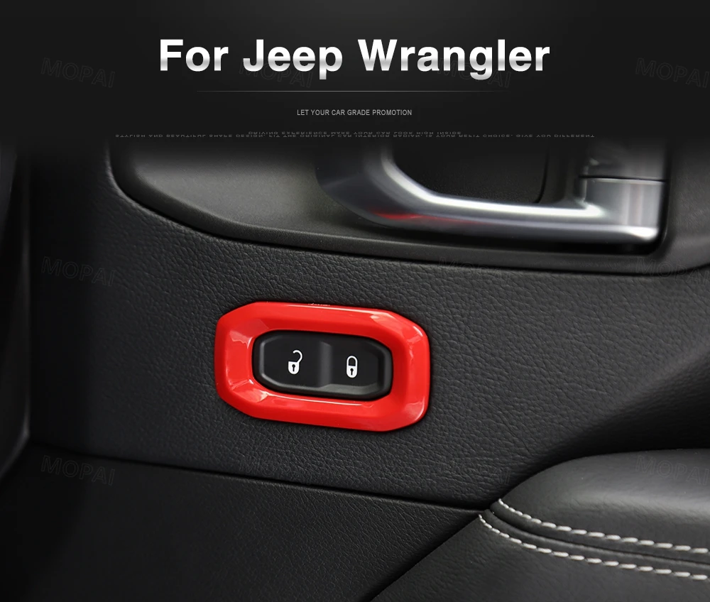 Interruptor de Bloqueio da Porta do Carro Adesivos para Jeep 2020 + para Jeep Mopai Botão Capa Decoração Wrangler jl Gladiador jt 2020 8 Molduras interiores