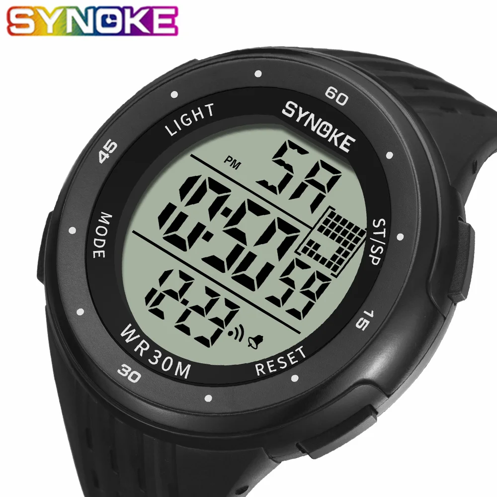 SYNOKE мужские спортивные часы фирменные цифровые наручные электронные 30 м