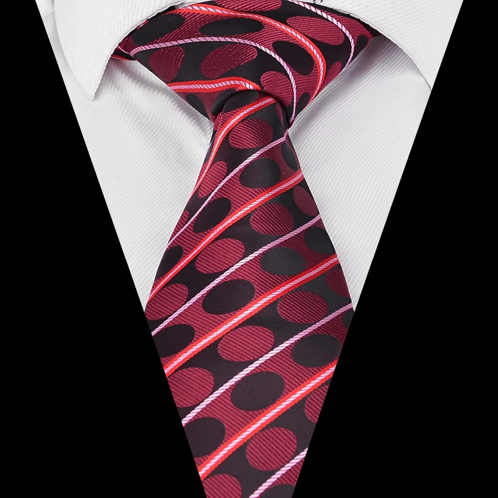 Ikepeibao Discount Designer Men`s Tie Wine Dots Jacquard Woven Necktie