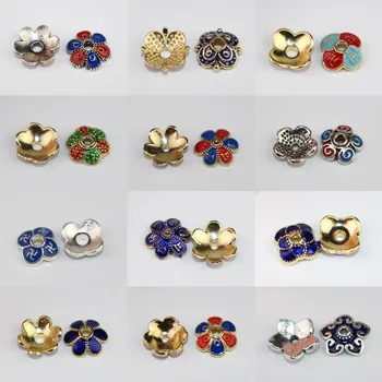 

10pcs/lot Cloisonne Craft Drop Oil Colorful Metal Bead Caps Handmade Enamel Zinc Alloy Tassel Cap Receptacle DIY Jewelry Making