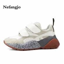 

Nefangjo 2018 new leather comfortable wear-resistant sports shoes women's color matching round head sports casual shoes