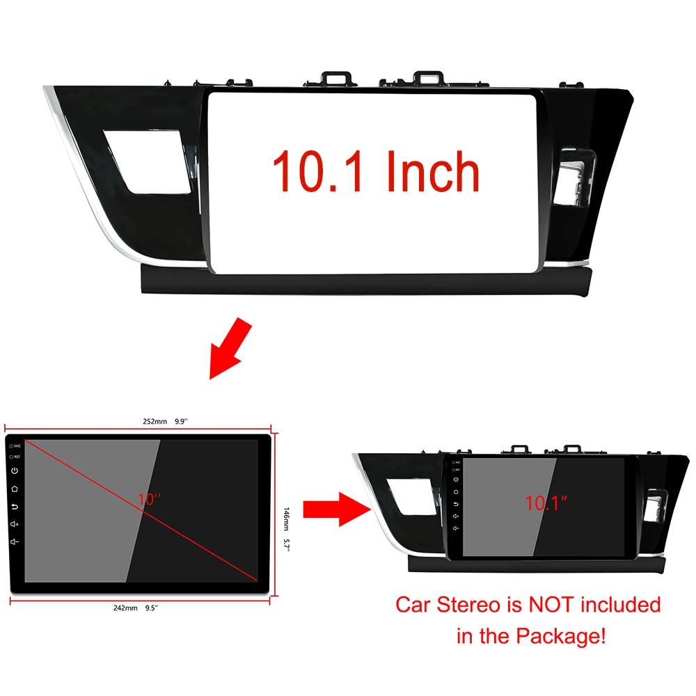 10,1 дюймовый автомобильный радиоприемник для TOYOTA венчик Альтис-(правое колесо) двойной Din фасции аудиоадаптер Лицевая панель