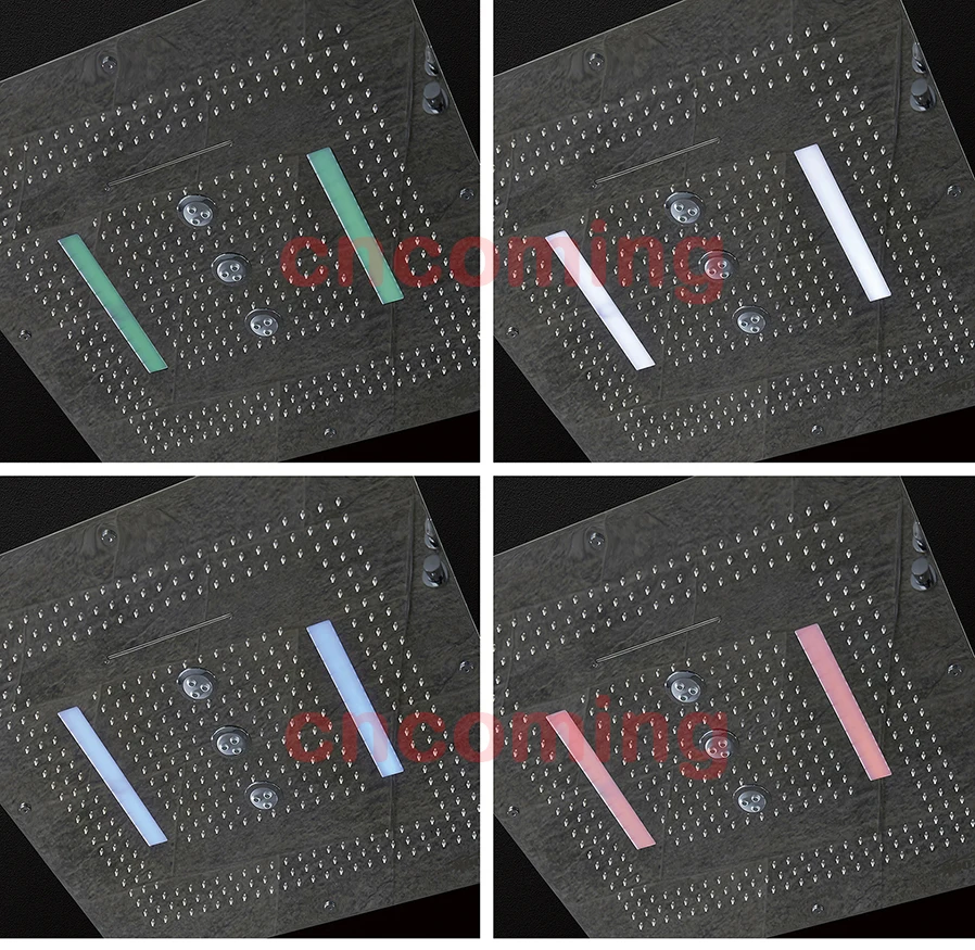Светодиодный душевой кран, набор, настенный, термостатический, для ванной, душевой набор, для ванны, душ струи, роскошный светодиодный, на потолок, квадратная душевая головка CS5424