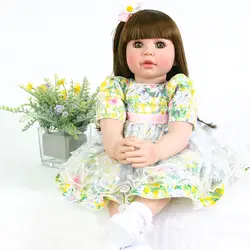 2019 Горячие пупсик силиконовые реалистичные Reborn Baby куклы 60 см жив одежда цветок юбка Reborn Bonecas для детей подарок на день рождения