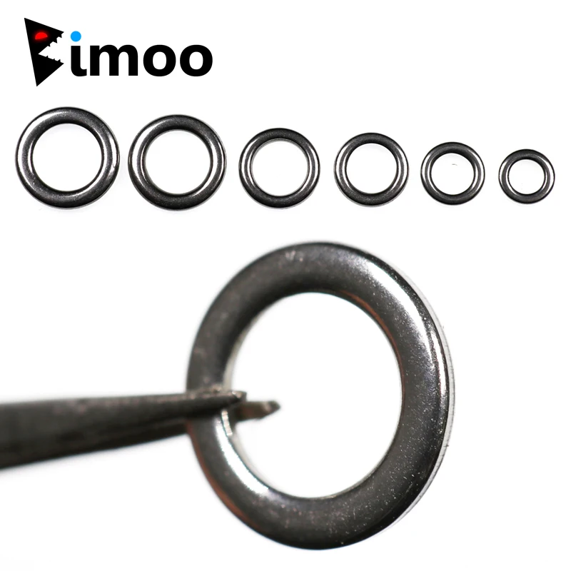 Bimoo 100 قطعة/الحقيبة مصقول الصيد الصلبة خاتم الفولاذ المقاوم للصدأ الصيد إغراء حلقة الصيد الإكسسوارات الثقيلة إغراء القفز حلقة