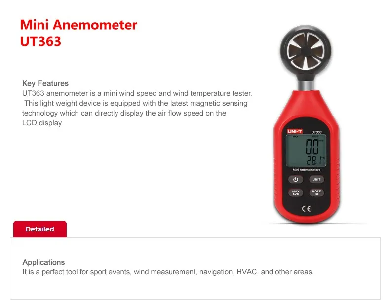 UNI-T UT363 ручной анемометр Мини цифровой измеритель скорости ветра Измеритель Температуры скорость воздушного потока измеритель скорости ветра с ЖК-подсветкой