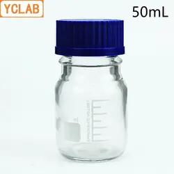 YCLAB 50 мл реагент бутылка винт рот с голубой кепки Прозрачный Стекло спецодежда медицинская лаборатория пособия по химии оборудования