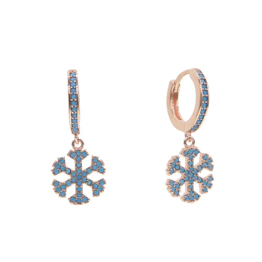 

2019 new arrived cool summer festival snow flower with turquoises stone paved dangle earring for family party gift jewelry