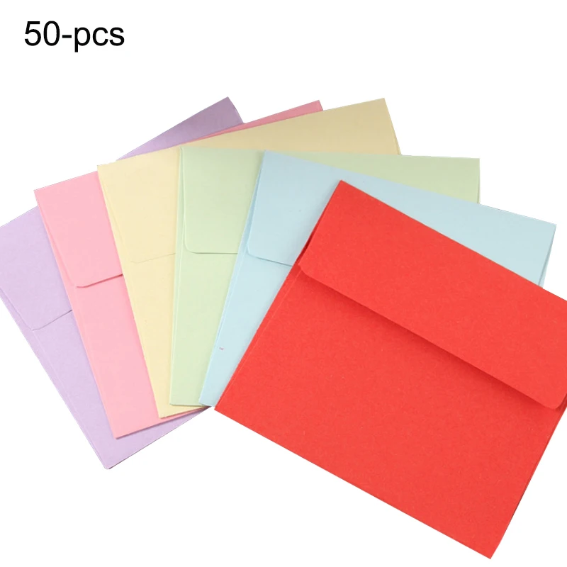 

50pcs Candy color series DIY Paper envelopes for invitations Wedding Party decoration Greeting Card Postcard Gift Envelope