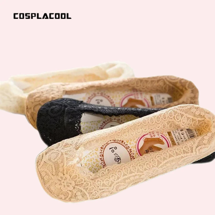 [COSPLACOOL]New 6 Color Princess Women Socks Cotton Lace Antiskid Invisible Liner Low Cut Meias Sexy Ladies/Kids Sokken | Женская одежда