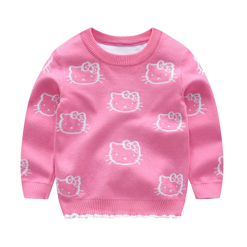 Knitted Baby Clothes Cartoon hello kitty Baby Girl Sweater Autumn
