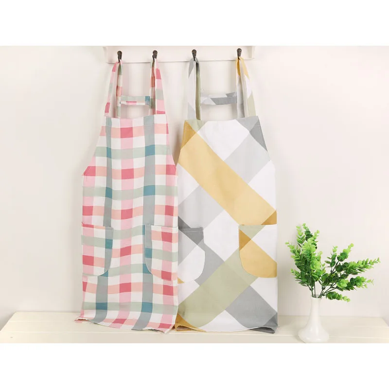 Lady Women Men Cotton Linen Apron Oil-proof Cooking Baking Kitchen Adult Fashion Sleeveless Aprons Nordic Style Kitchen Utensils (3)
