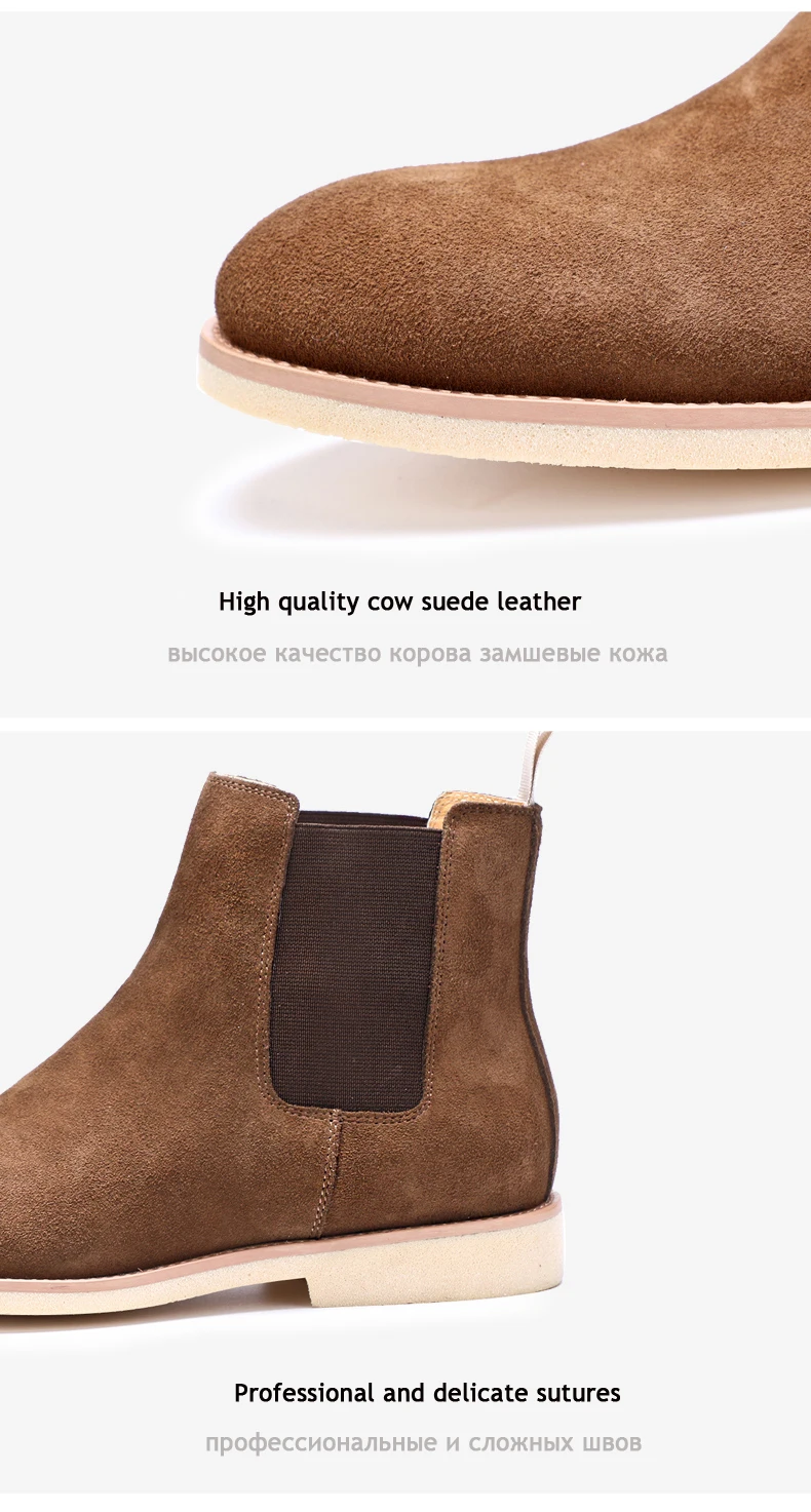 Mens Boots' Slip-On Suede Men Boots Casual Genuine Leather Chelsea Boots Men Full Grain Leather Fashion Ankle Boot Mens Big Size (3)