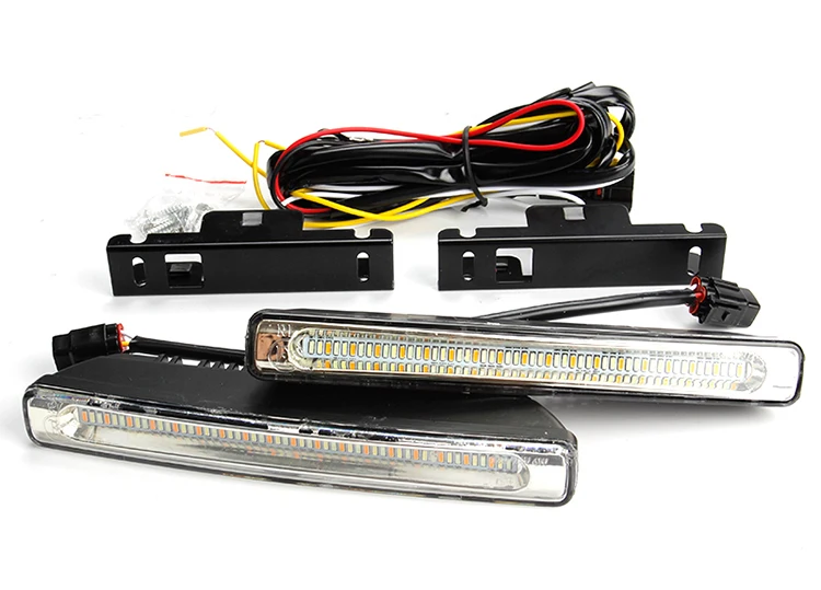 OKEEN, 7 дюймов, 2x, Универсальный Автомобильный светодиодный, водонепроницаемый, DRL, дневной ходовой светильник, противотуманная фара, белый, указатель поворота, светильник, янтарный, для ночного вождения, синий