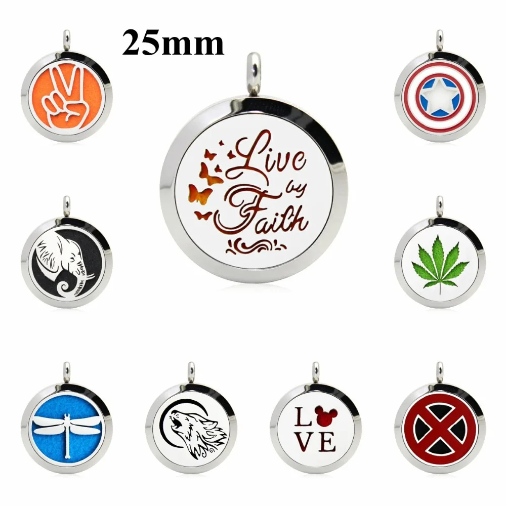 

New 25mm live by faith Magnet/Twist Plain Aromatherapy Locket 316L Stainless Steel Essential Oil Diffuser Necklace(free 10pads)